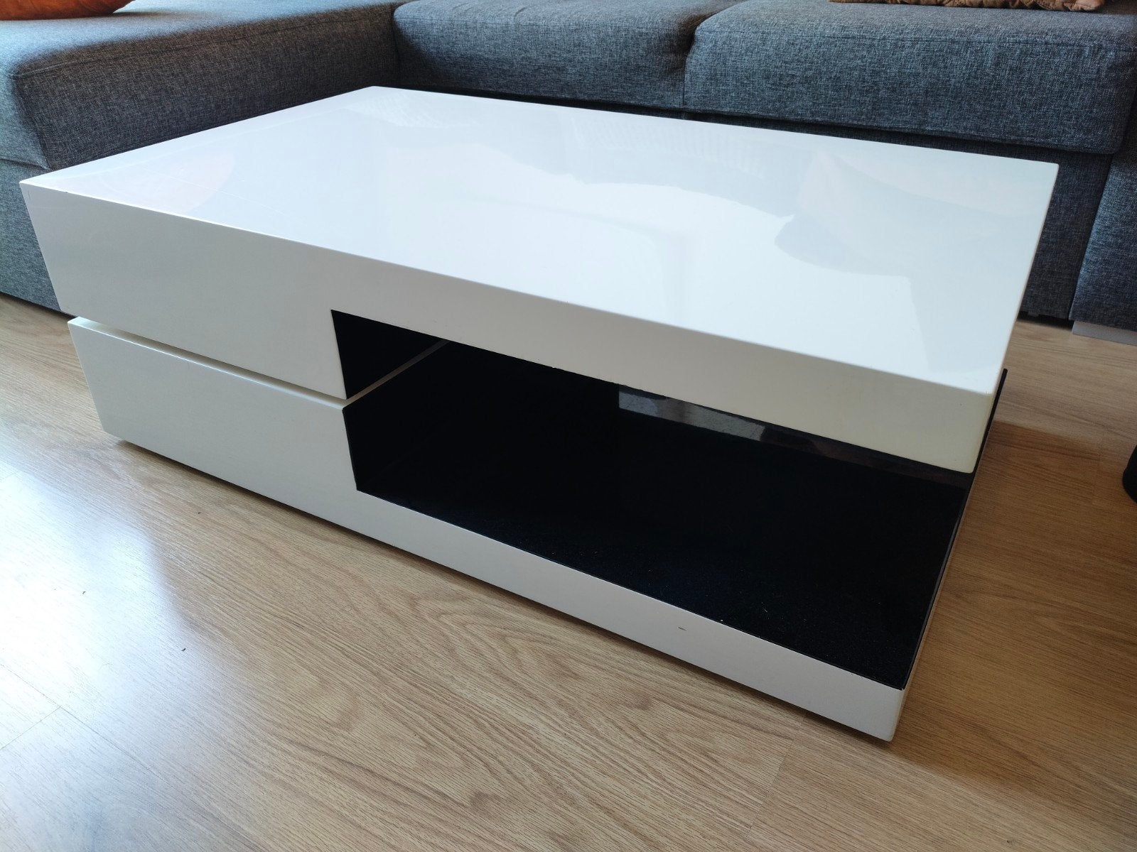 Draaibare salontafel Frans Bijnen Meubelen wit/zwart, Ophalen, Rechthoekig, 50 tot 100 cm, 50 tot 100 cm