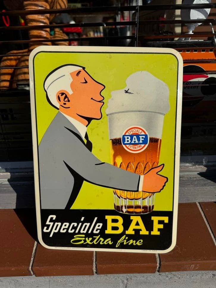 Vintage Speciaal BAF Extra Fine Reclamebord, Reclamebord, Gebruikt, ., Ophalen of Verzenden