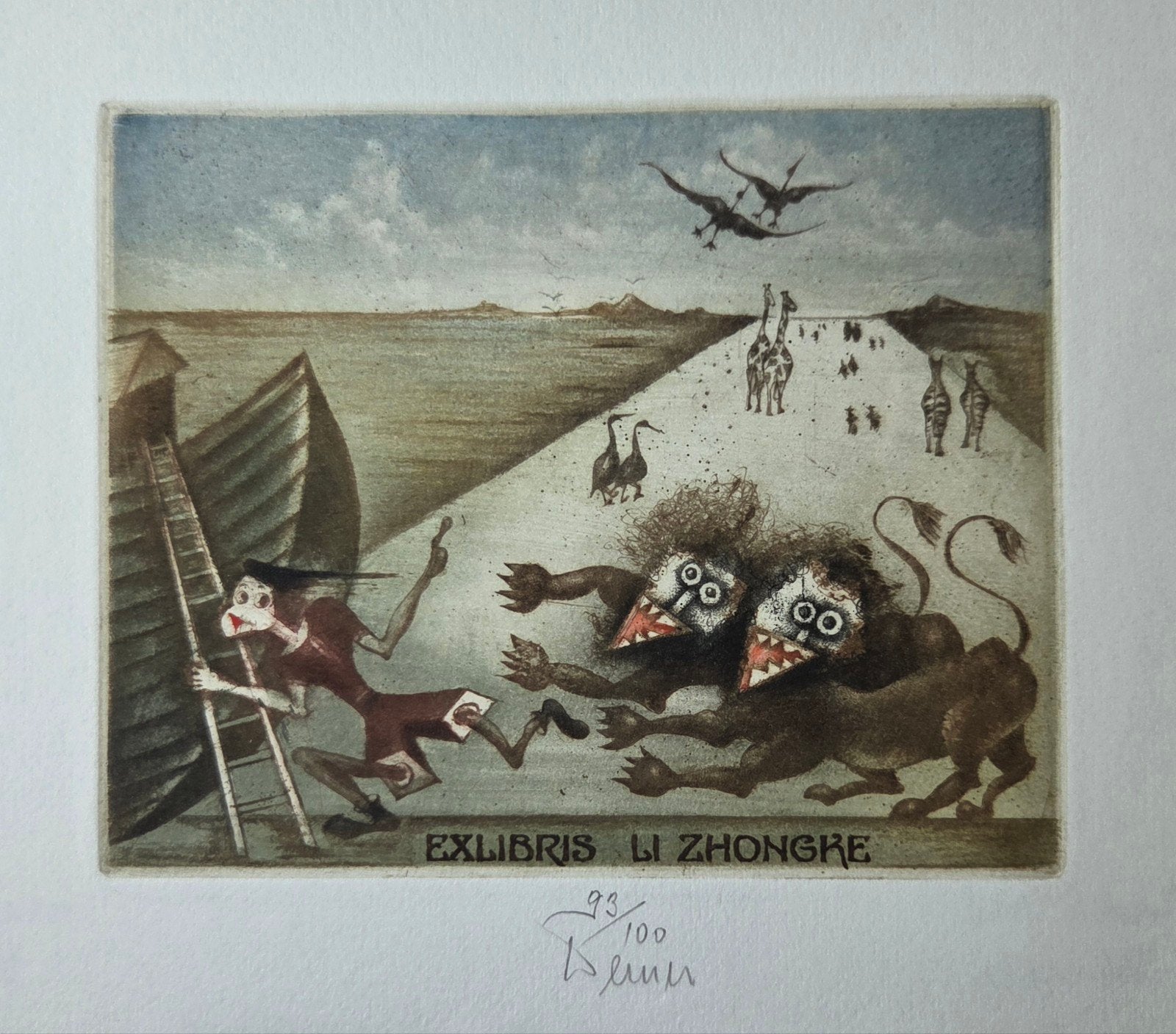 Exlibris / Ex librisJ. Werner, Ark van Noach, Antiek en Kunst, Kunst | Etsen en Gravures, Verzenden