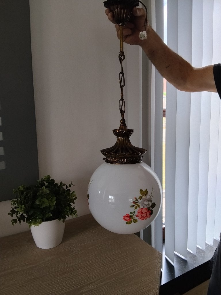 vintage plafond lamp, Ophalen of Verzenden, Zo goed als nieuw, Glas