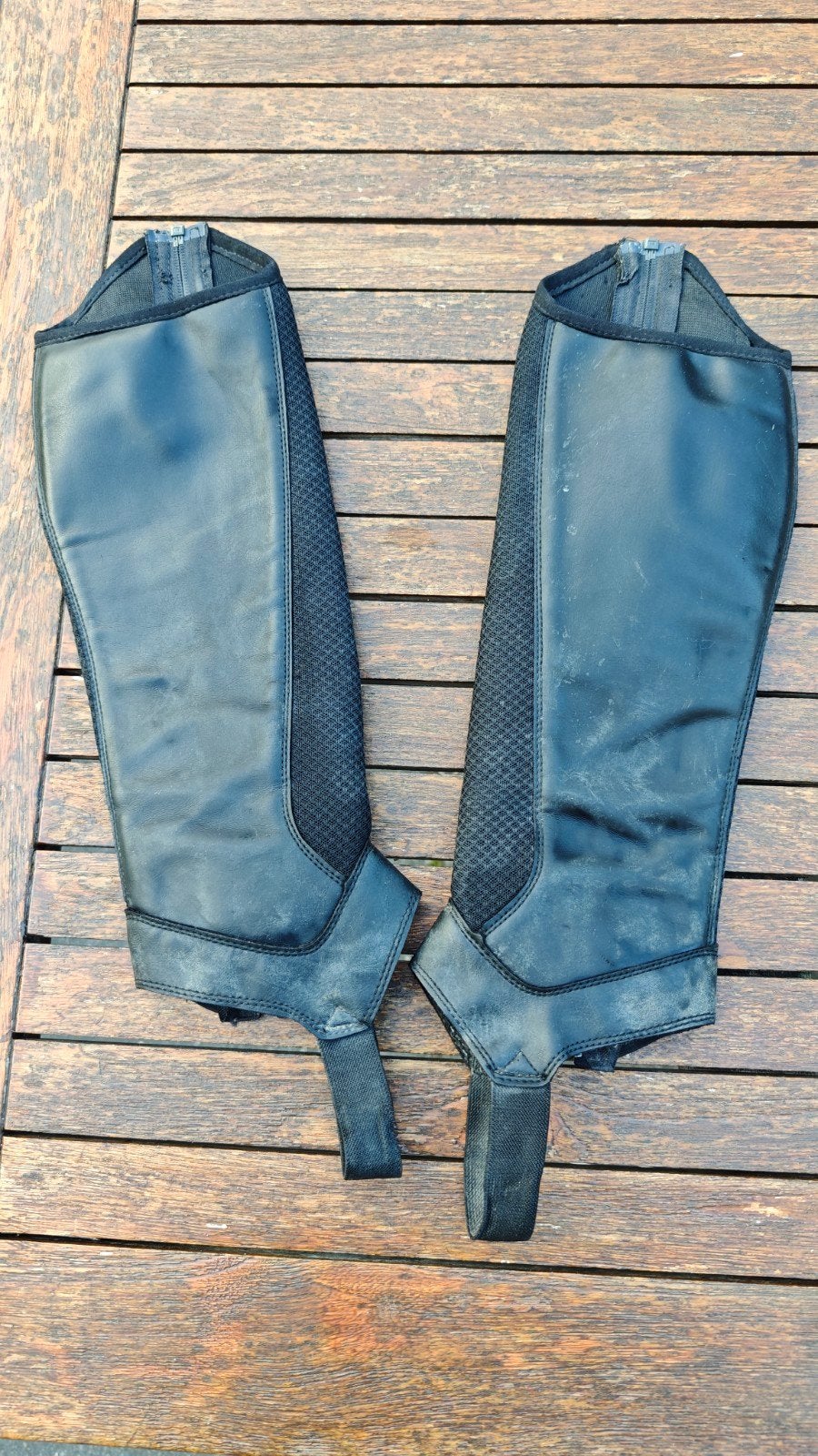 Nette gebruikte Fouganza chaps (Decathlon maat 14 jaar), Ritssluiting, Gebruikt, Fouganza, Ophalen of Verzenden