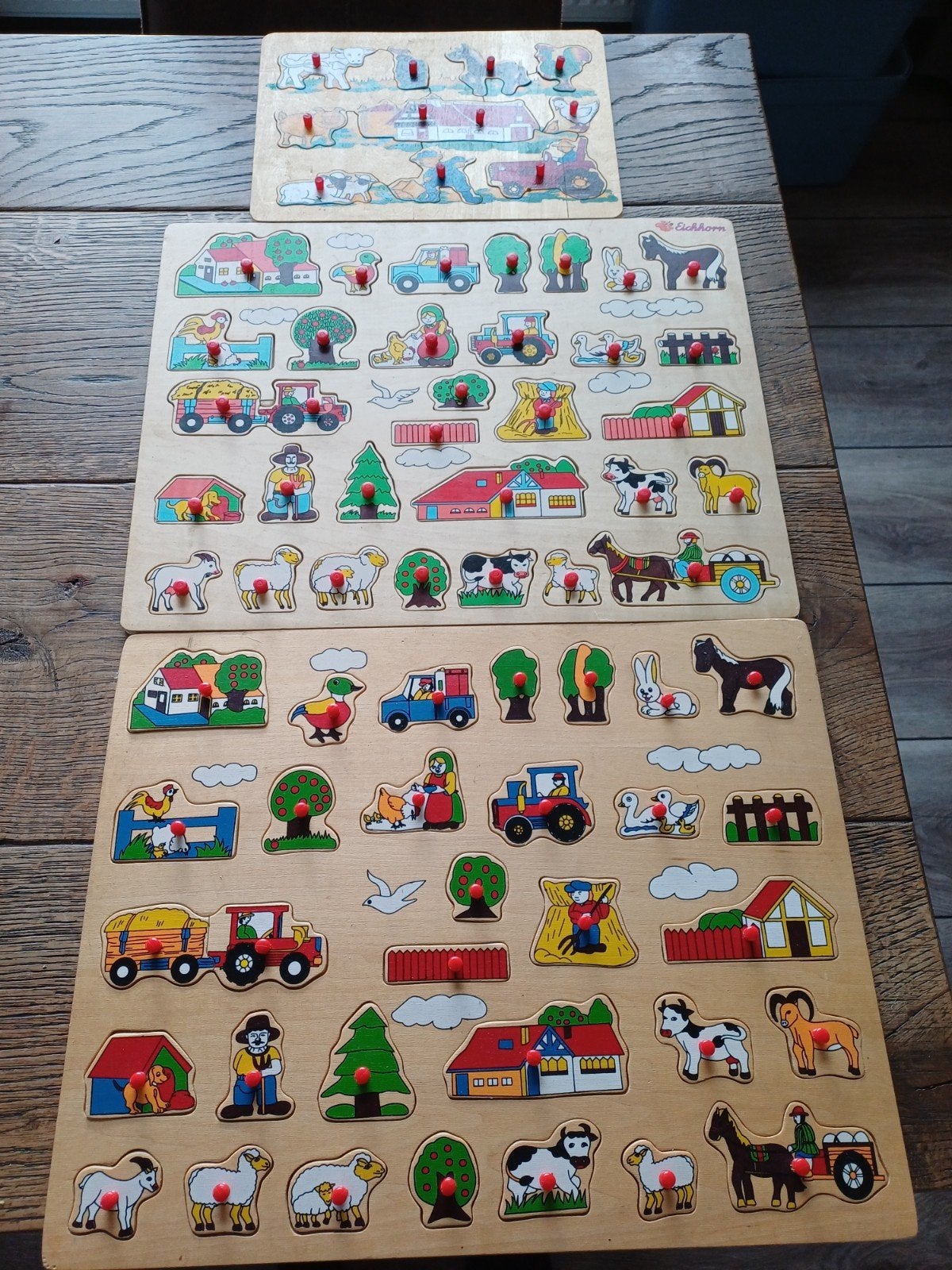 Houten boerderij puzzels van Eichhorn, Kinderen en Baby's, Ophalen of Verzenden, Gebruikt, Overige typen