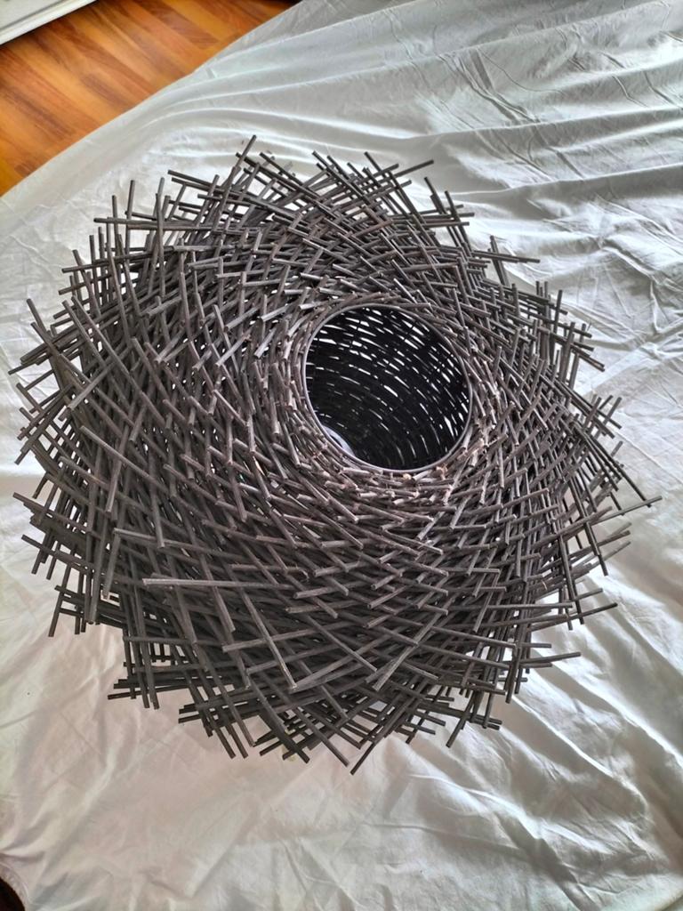 Rieten hanglamp 54 cm doorsnee, Ophalen, 50 tot 75 cm, Zo goed als nieuw, Modern