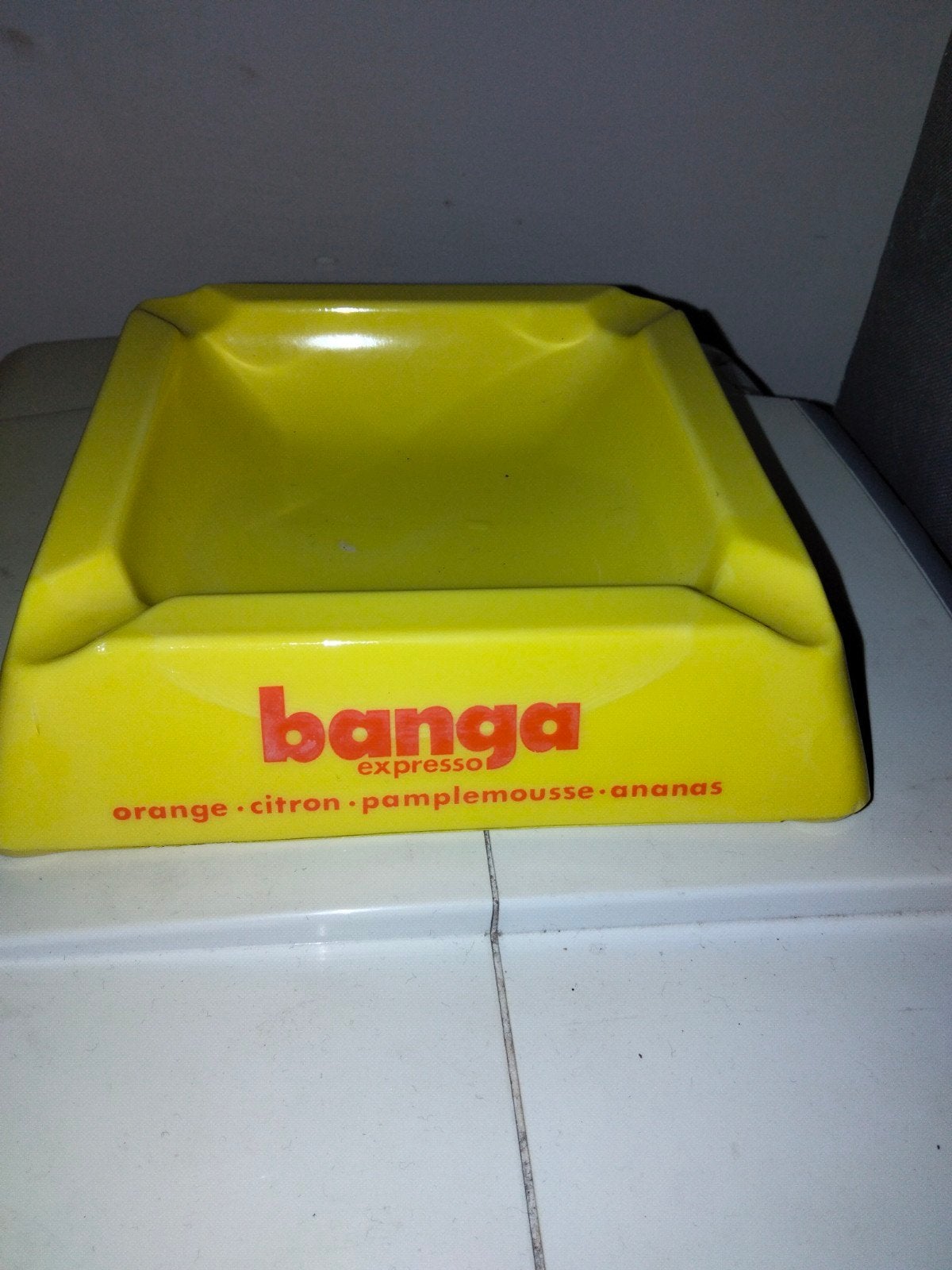 Vintage Banga Expresso asbak - Geel keramiek, Ophalen of Verzenden
