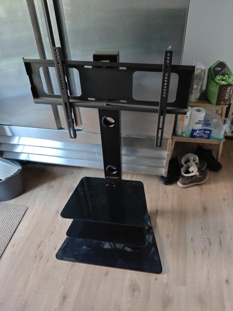 2x TV meubel met glazen planken en tv-beugel, Ophalen, Gebruikt, 100 tot 150 cm, 50 tot 100 cm