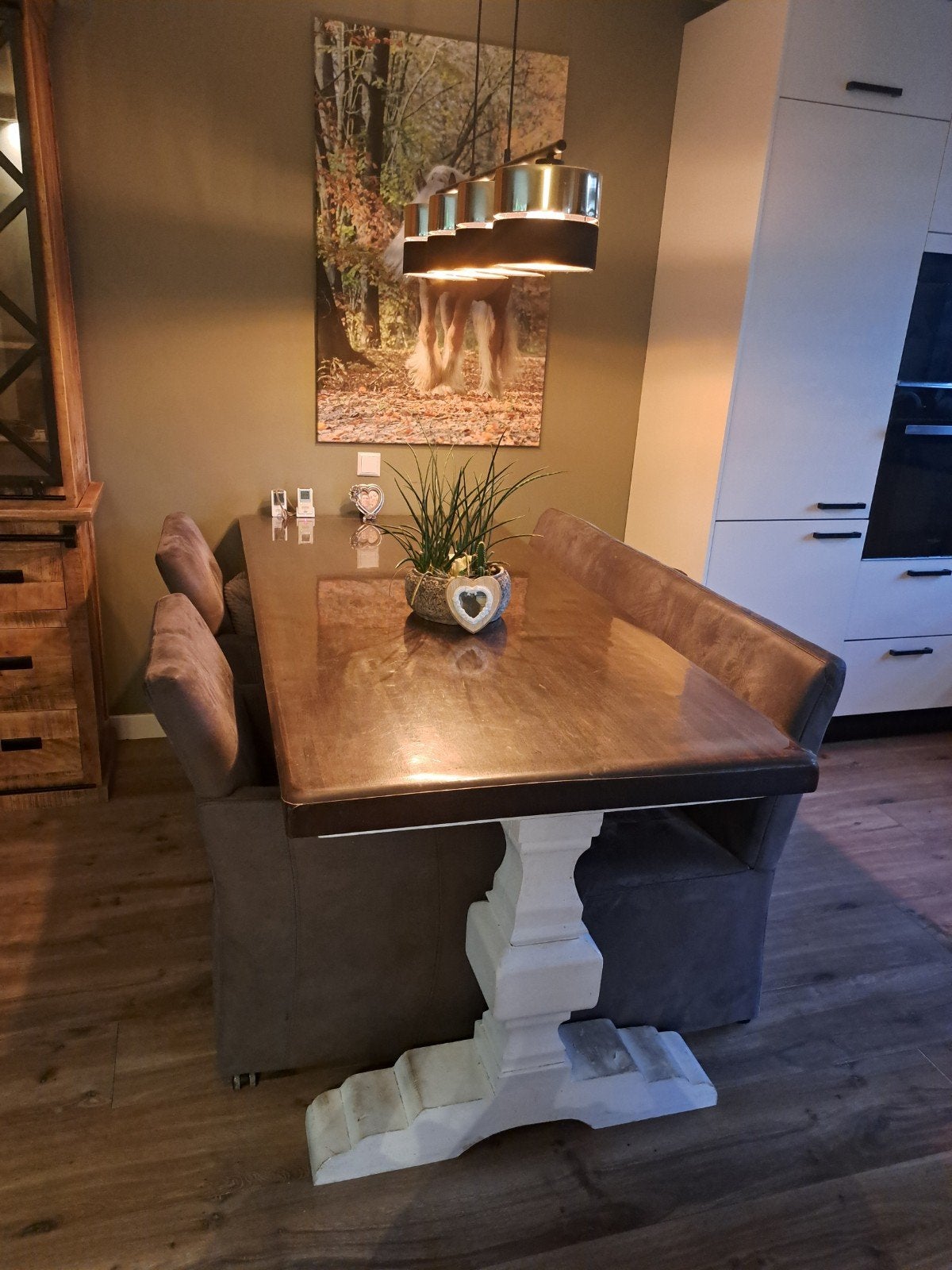massief houten eettafel, Ophalen, Gebruikt, 50 tot 100 cm, Vijf personen of meer