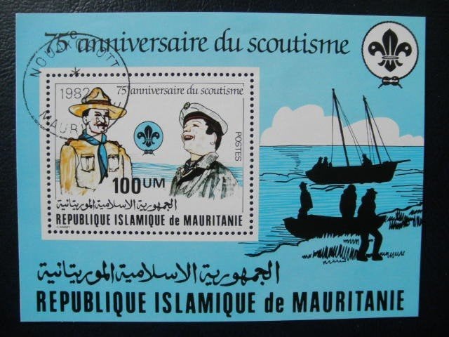 Postzegels Mauritanië 1982 scouting blok - cat.w. € 1,80., Ophalen of Verzenden, Overige landen, Gestempeld