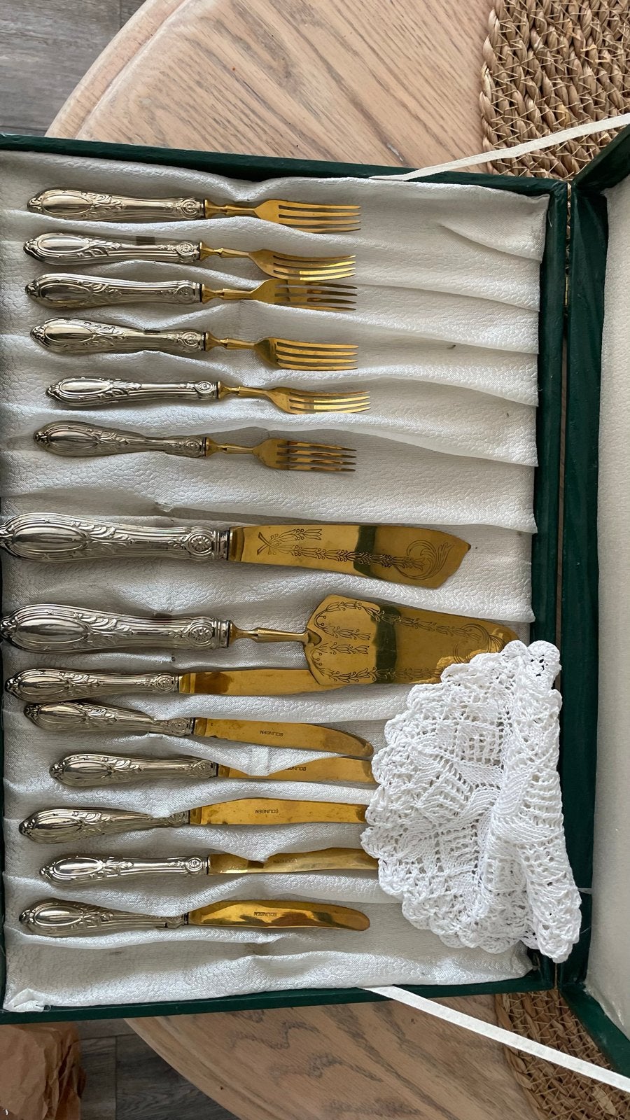 Vintage Bestekset Solingen, Zilver en Goudkleurig, Ophalen of Verzenden
