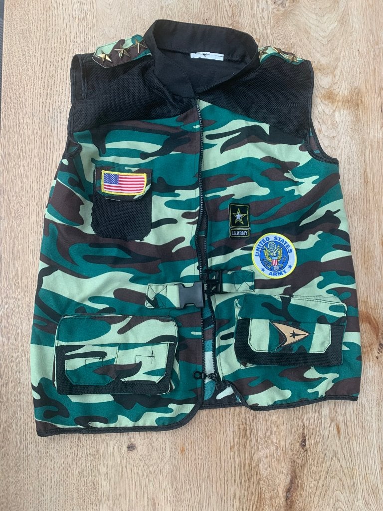 Carnaval/verkleedkleding – leger –  ca. 8-10 jaar, Ophalen of Verzenden, Zo goed als nieuw, 134 t/m 140, Jongen of Meisje