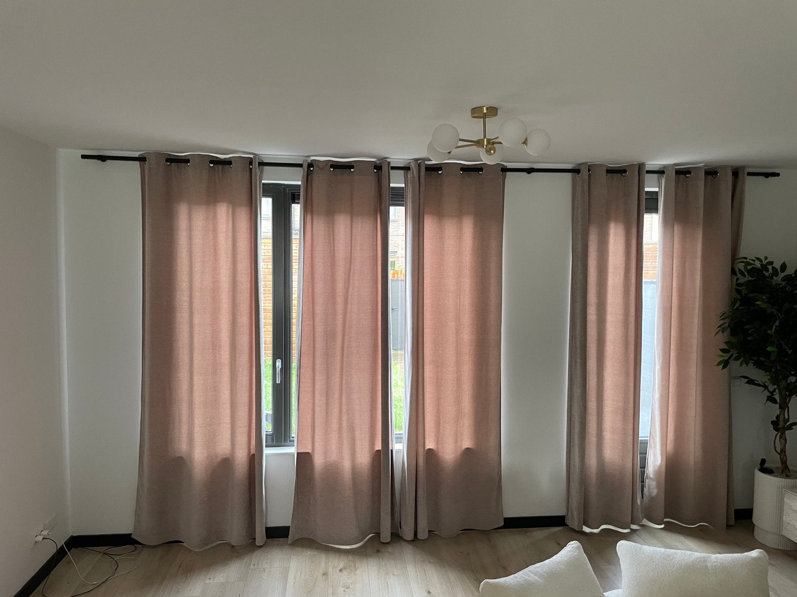 Mooie taupe gordijnen set, Ophalen, Gebruikt, Gordijn, Polyester