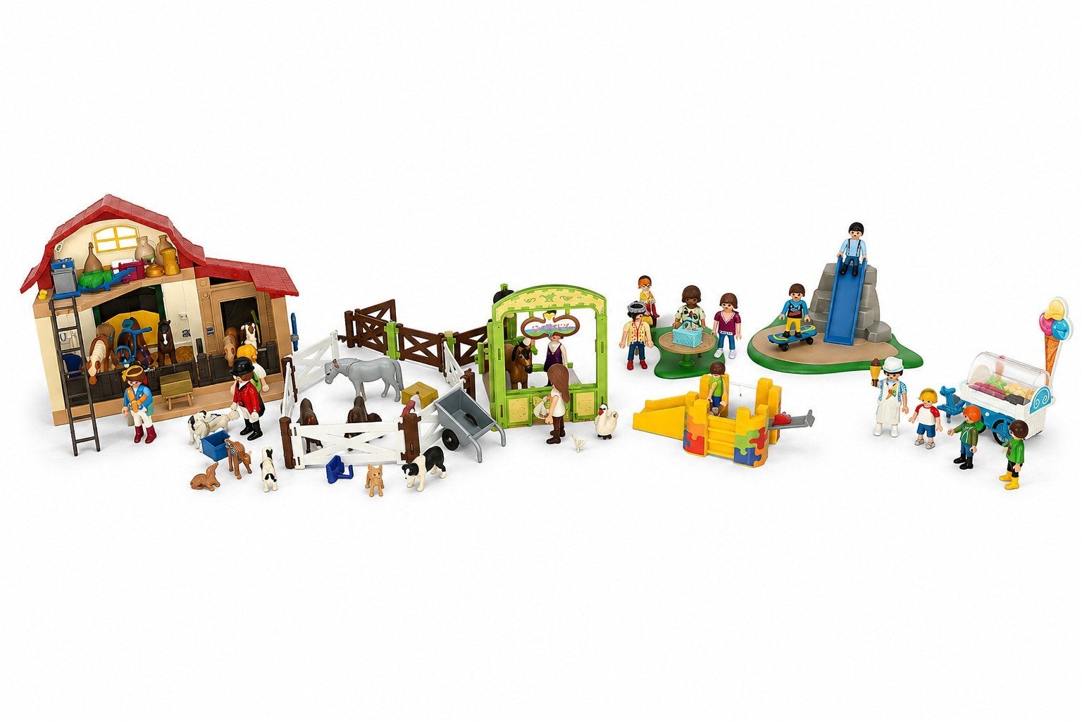 Playmobil Boerderij, IJscowagen, Speeltuin & Spirit Set