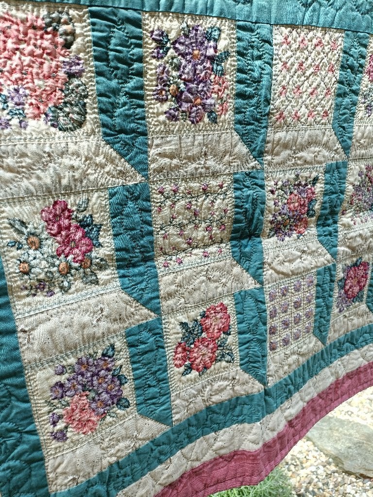 Patchwork quilt attic window bloemen print 80 x 67 cm (A12), 67 cm, 80 cm, Ophalen of Verzenden, Zo goed als nieuw