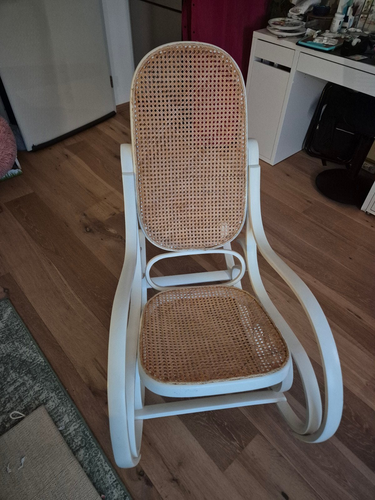 Witte schommelstoel, Thonet-stijl, Ophalen, Gebruikt, Wit, Hout