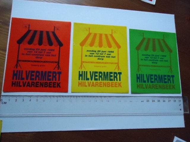 sticker oud Hilvarenbeek vintage markt hilvermert retro, Ophalen of Verzenden, Zo goed als nieuw, Bedrijf of Vereniging