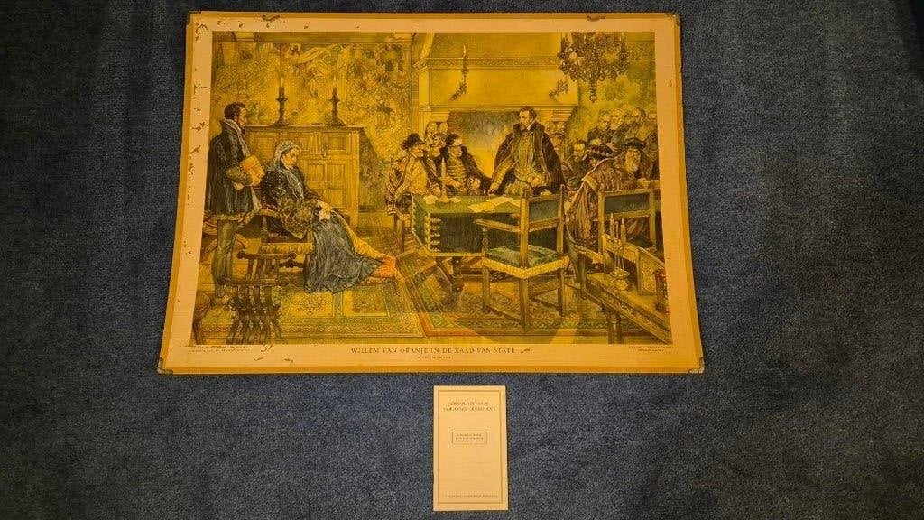 Willem van Oranje in de Raad van State schoolplaat en boekje, Antiek en Kunst, Ophalen of Verzenden, Geschiedenis
