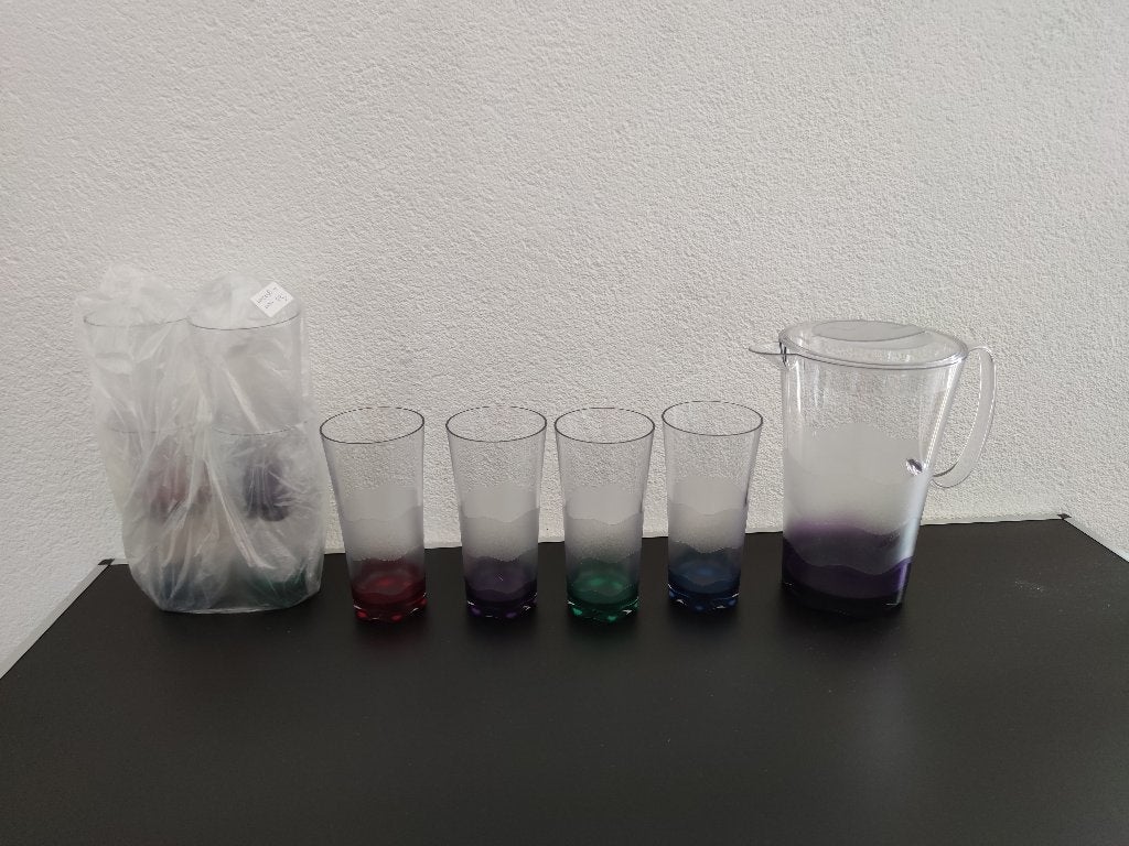 Tupperware Waterkan Sheerly met 8 glazen NIEUW. 9 delig, Huis en Inrichting, BPA-vrij, Overige kleuren, Overige typen, Nieuw