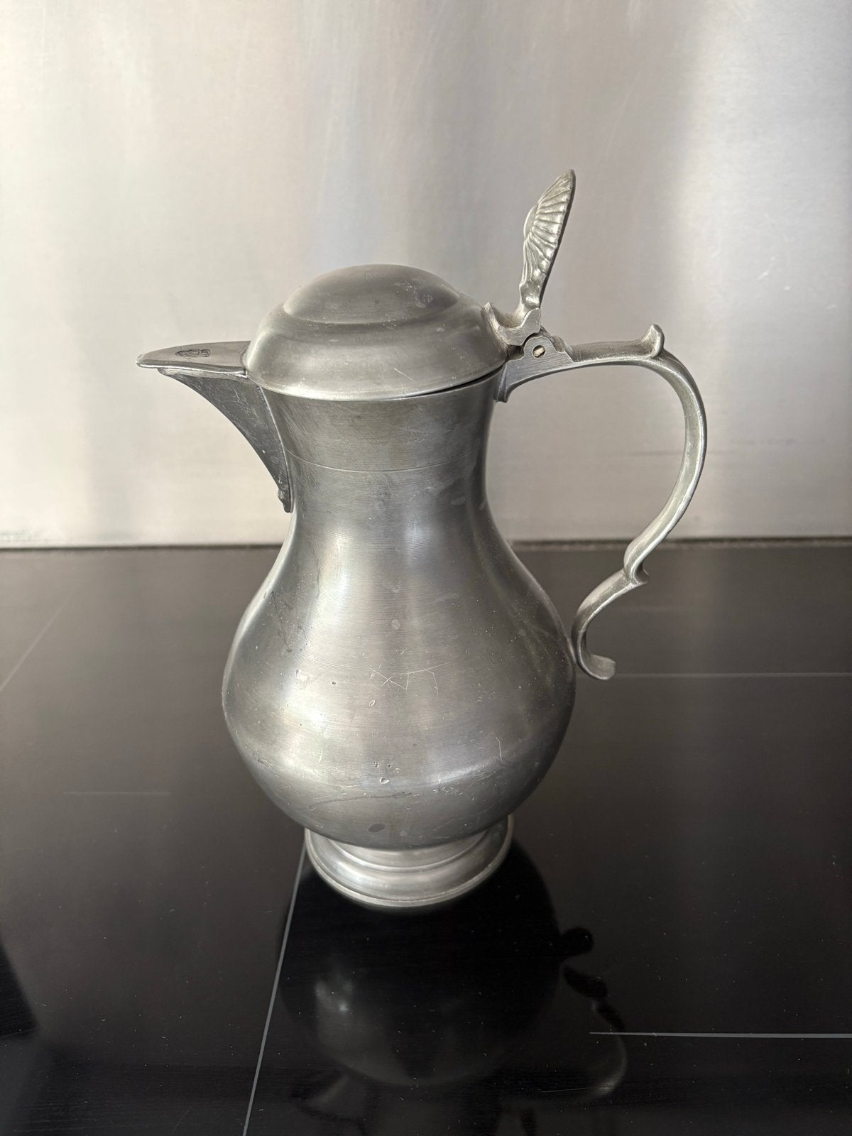 Antieke tinnen schenkkan met deksel – ca. 1,5 kg, Antiek en Kunst, Ophalen of Verzenden