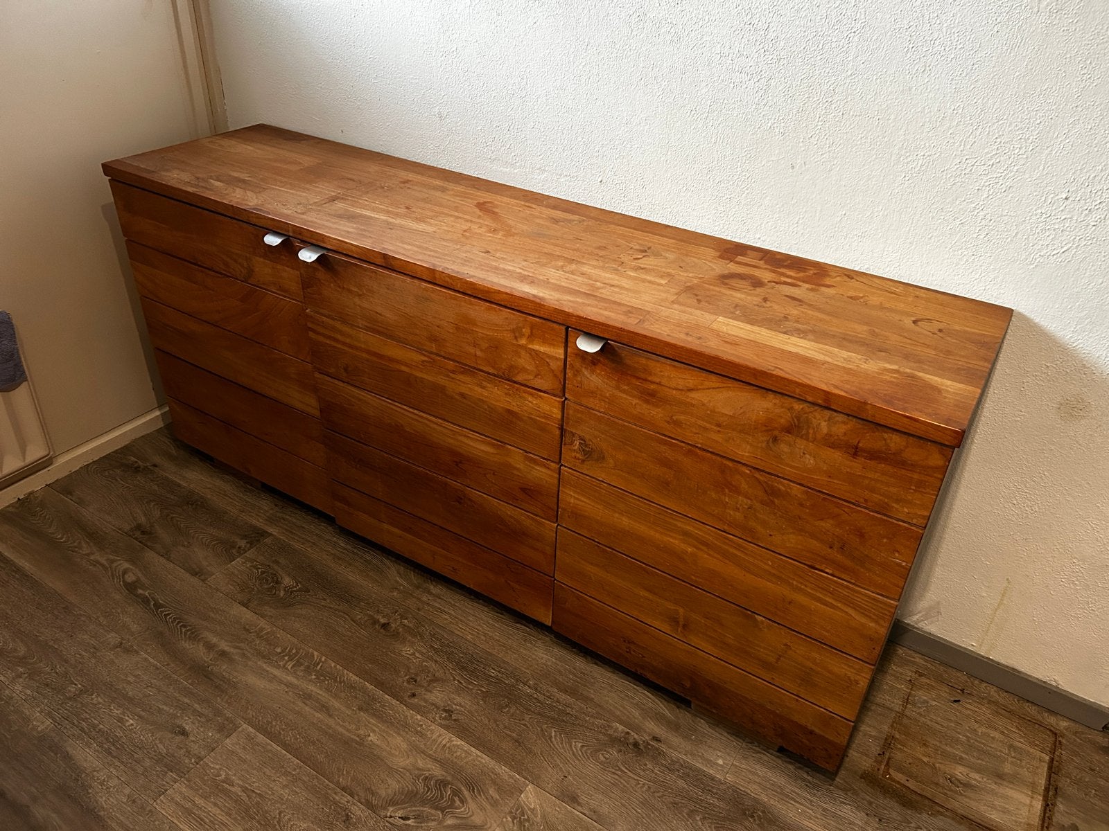 Houten Dressoir Kast - 220 cm lang - Zeer Nette Staat, Ophalen, Zo goed als nieuw, 200 cm of meer, Met lade(s)