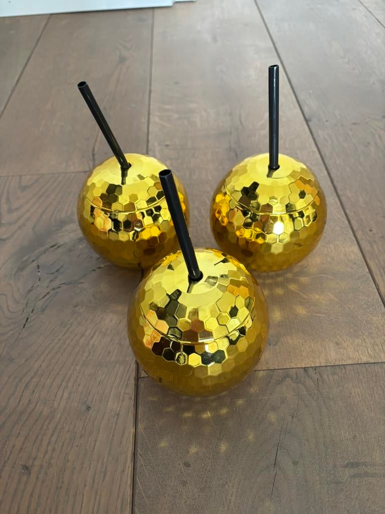 12x Discobal beker met rietje NIEUW, Hobby en Vrije tijd, Feestartikelen, Ophalen of Verzenden, Zo goed als nieuw, Verjaardag