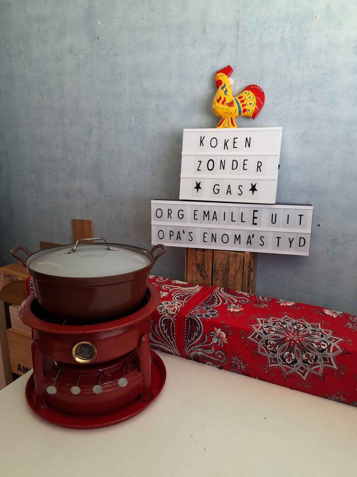 👍 lekker ouderwets kook/stoof/pruttel set. 4 pits+braadpan., Antiek en Kunst, Antiek | Emaille, Ophalen of Verzenden