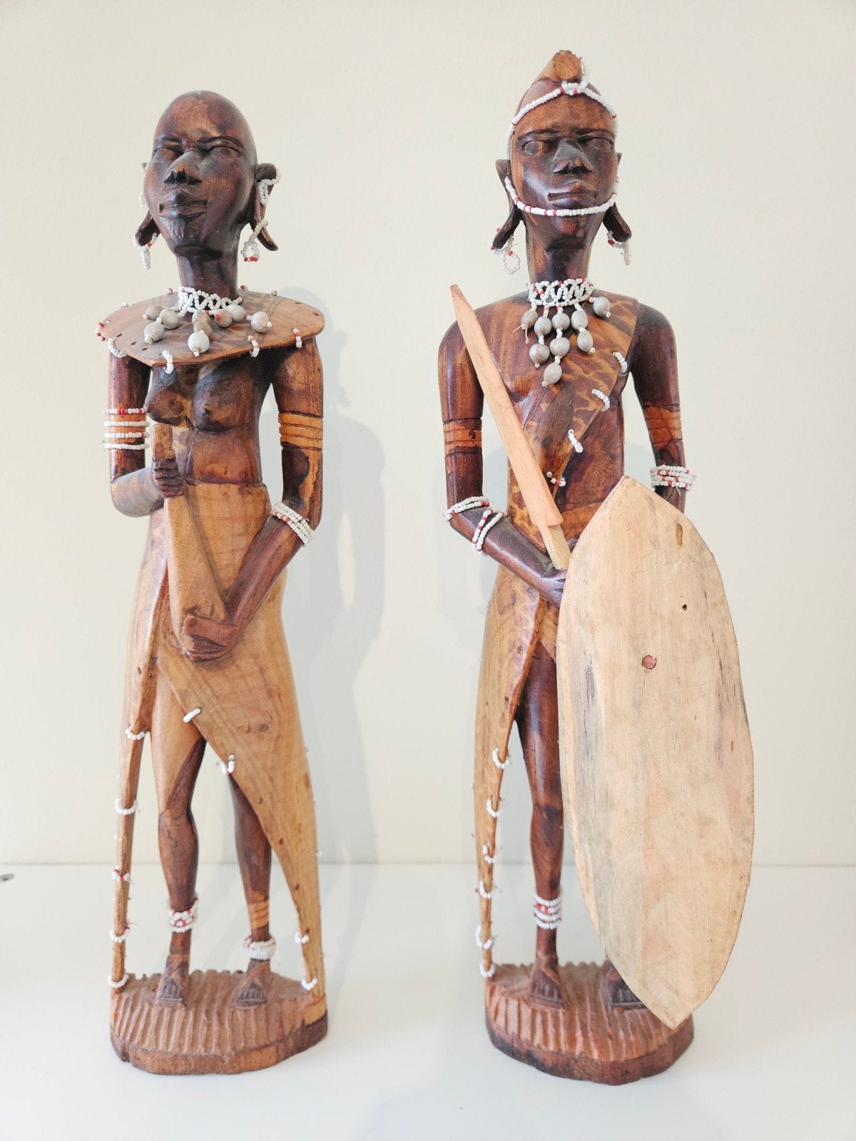 Set van 2 handgesneden Afrikaanse beelden, Antiek en Kunst, Ophalen of Verzenden