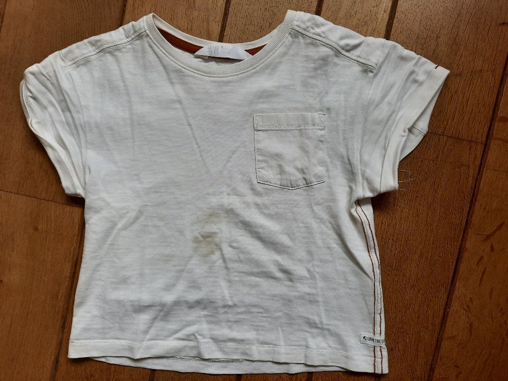 H&M t- shirt ecru maat 98 / 104, Kinderen en Baby's, Kinderkleding | Maat 98, Meisje, H&M, Ophalen of Verzenden, Zo goed als nieuw