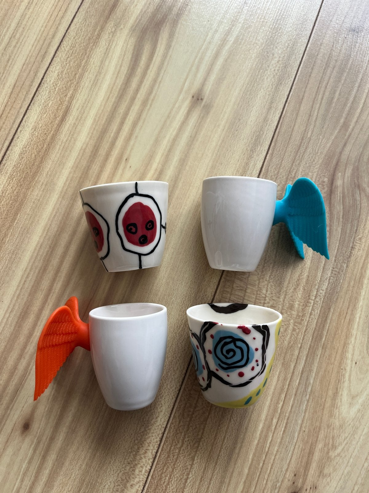 Pylones espresso kopjes met vleugels, Ophalen, Overige merken, Keramiek, Zo goed als nieuw