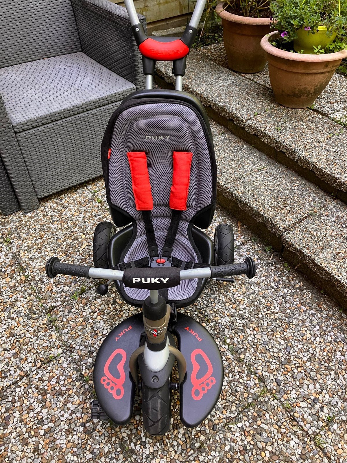 Puky Ceety Driewieler Brons met Duwstang en Voetplankje, Ophalen, Zo goed als nieuw, Duwstang