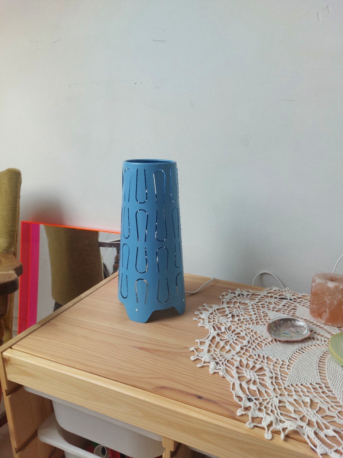 Vintage IKEA tafellamp blauw - sfeervolle verlichting, Huis en Inrichting, Gebruikt, Modern, Speels, Ophalen of Verzenden, Metaal