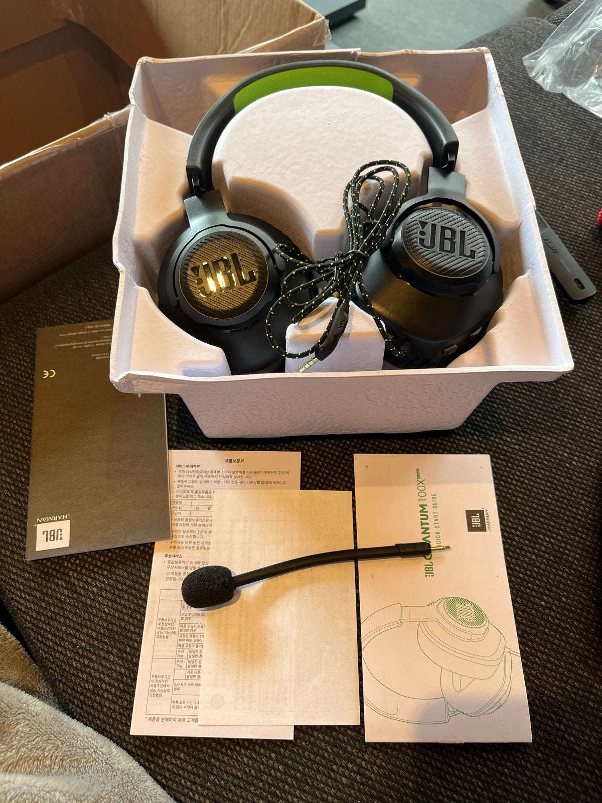 JBL Quantum 100X Gaming Headset - Zwart/Groen, Gaming, JBL, Ophalen of Verzenden, Zo goed als nieuw