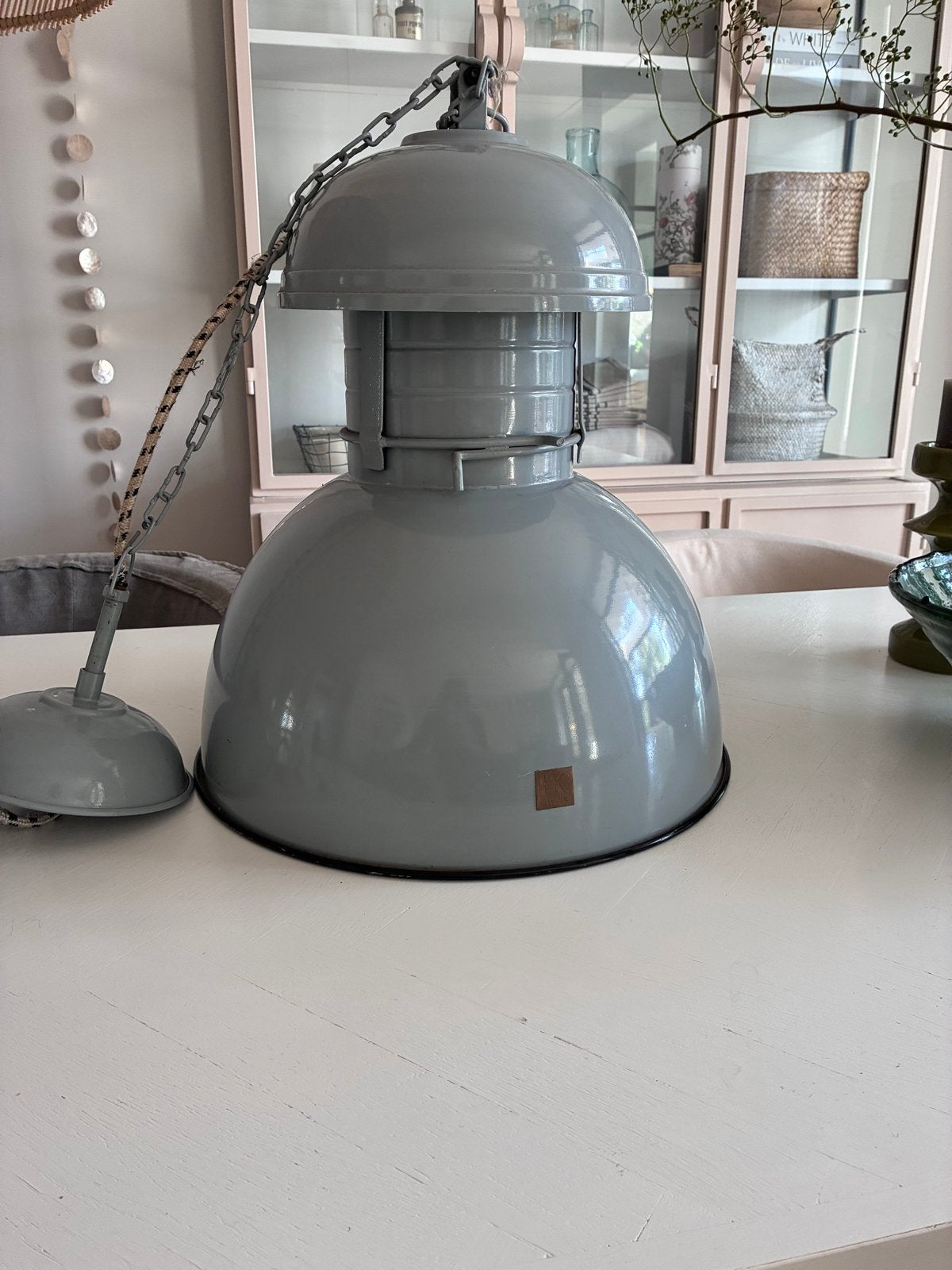 HK Living industriële hanglamp grijs, Ophalen, Gebruikt, Metaal, E27 (groot)