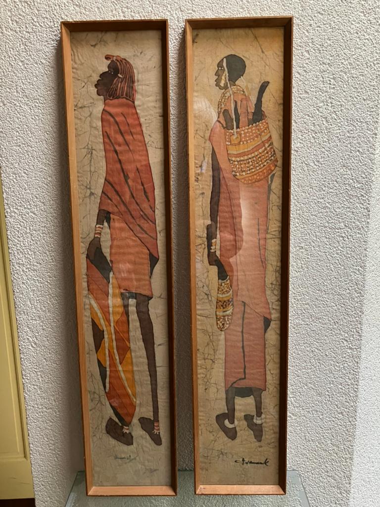 Vintage Batik schilderijen., Antiek en Kunst, Ophalen of Verzenden