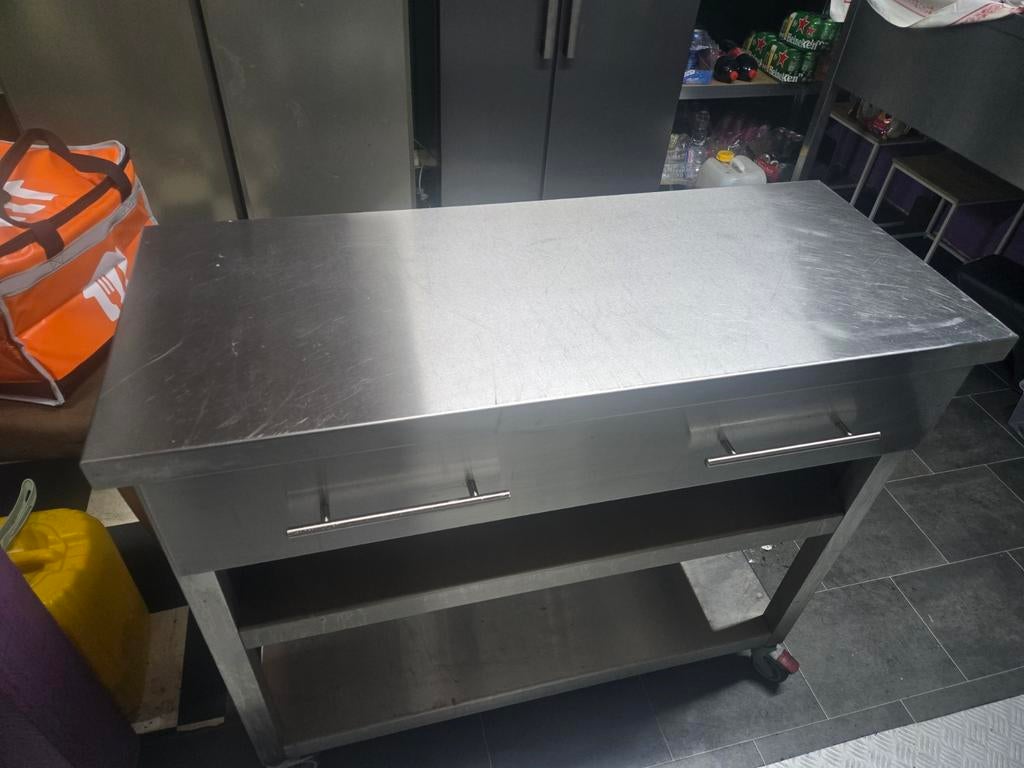 Snijtafel werktafel op wielen met la rvs, Ophalen of Verzenden