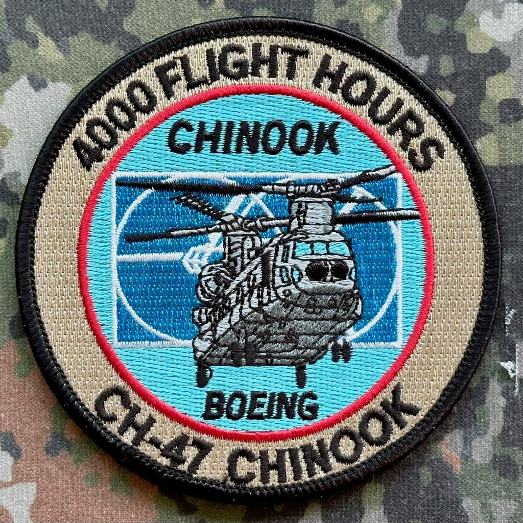 Patch RNLAF 298 SQN 4000 Flight Hours CH-47 Chinook, Ophalen of Verzenden, Luchtmacht, Nederland, Embleem of Badge