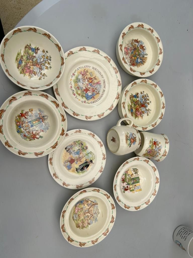 Bunnykins servies - Royal Doulton - Vintage 9 stuks, Ophalen, Gebruikt, Overige stijlen, Porselein
