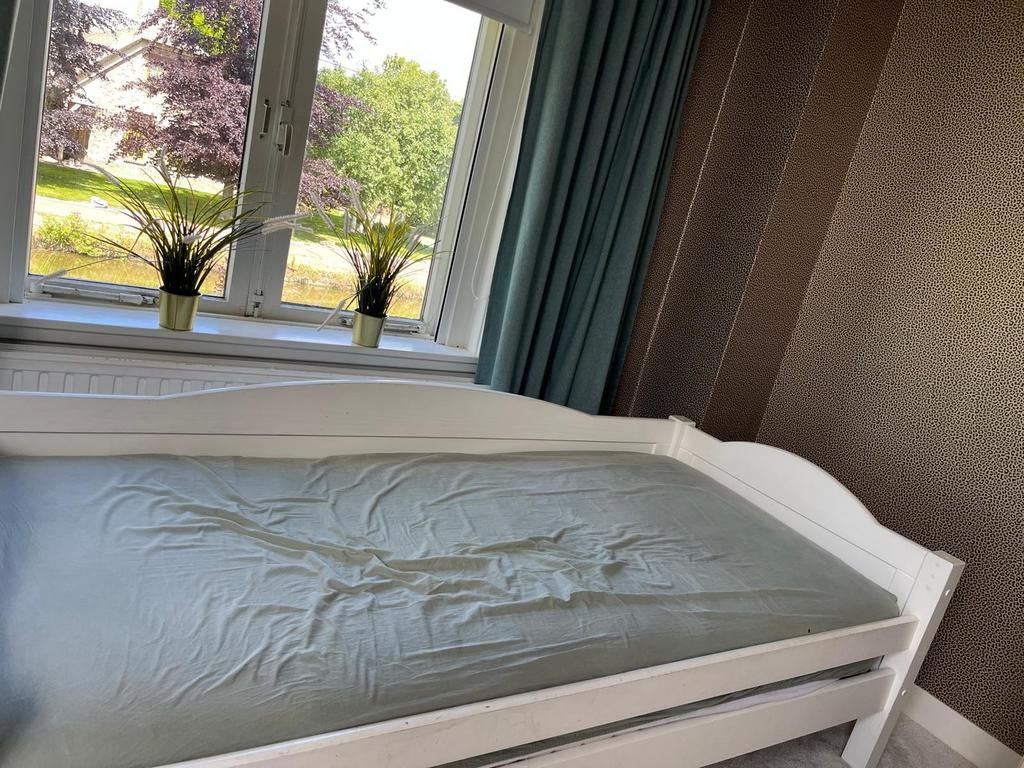 Eenpersoonsbed wit, gebruikt, Ophalen, Gebruikt, 90 cm, Eenpersoons