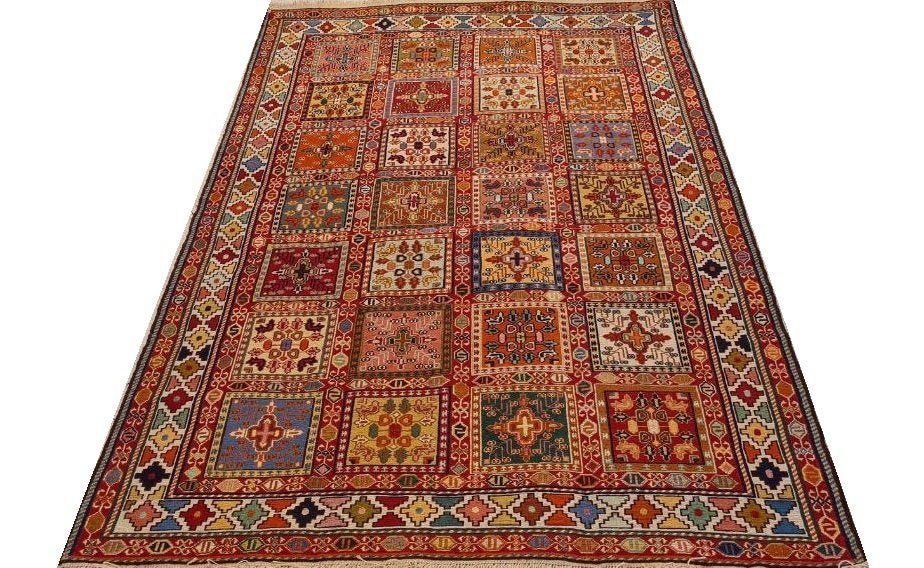 Perzisch tapijt Kelim Soumak 202 x 132/wandkleed/tafelkleed, 100 tot 150 cm, Www.simatapijten.nl, Nieuw, Ophalen of Verzenden