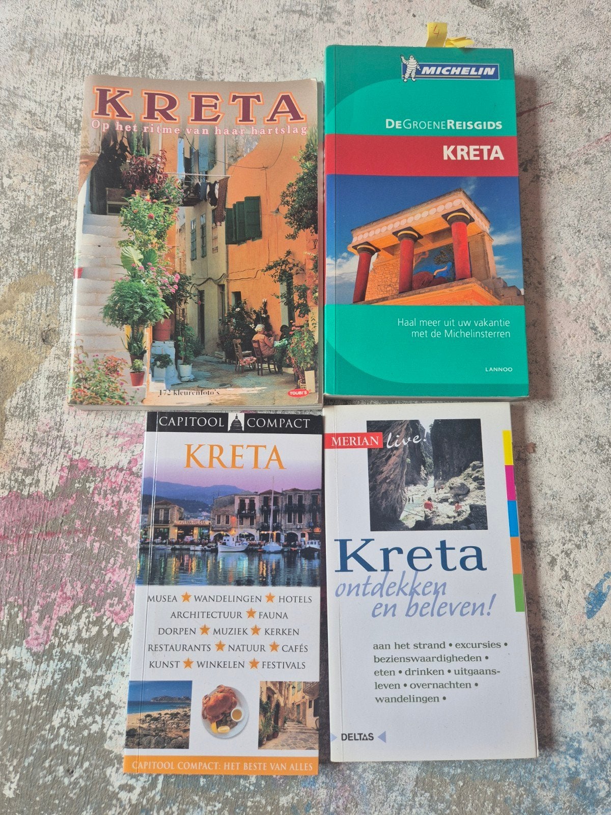 4 Reisgidsen Kreta: Michelin Capitool, Merian, Kleurenfoto', Boeken, Ophalen of Verzenden