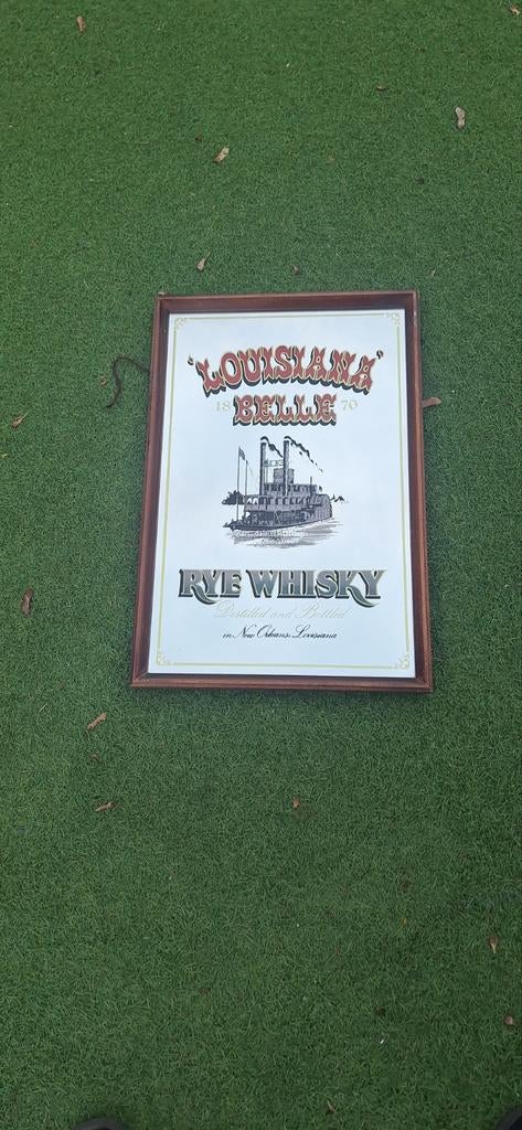 Louisiana belle Whiskey reclame spiegel (27426), Reclamebord, ., Ophalen of Verzenden, Zo goed als nieuw