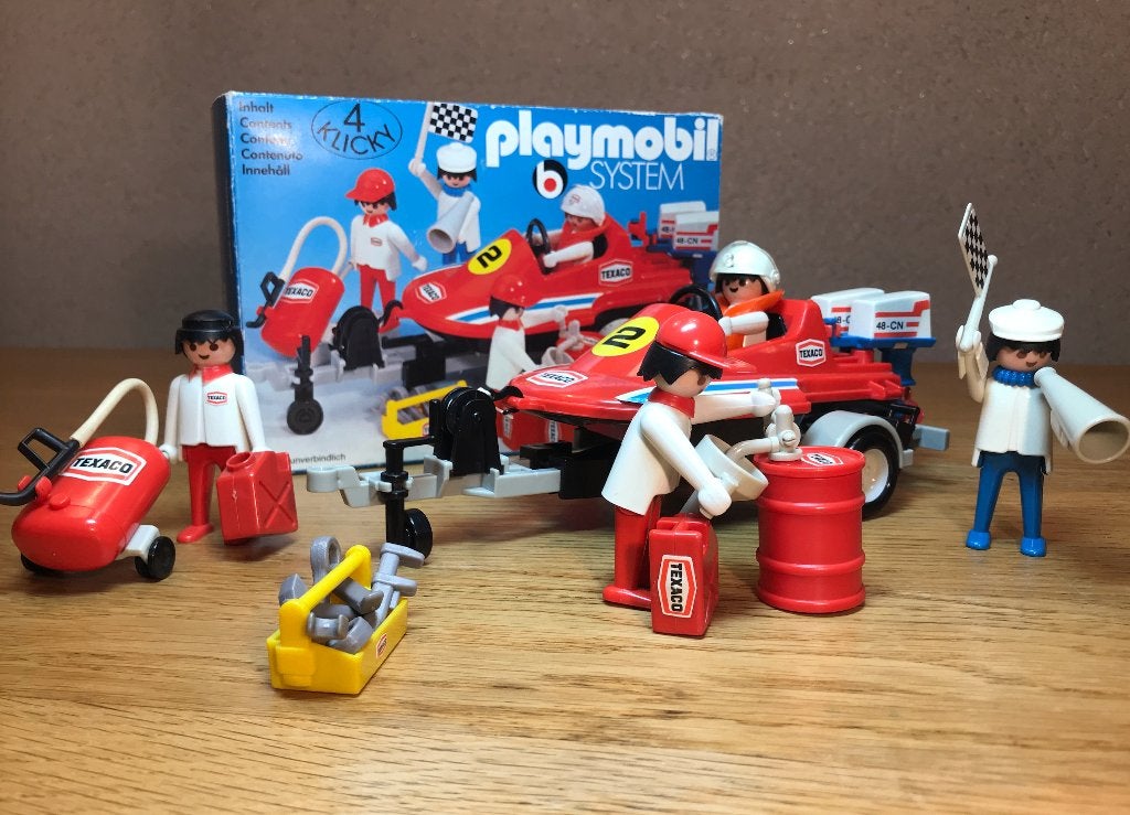 Vintage Playmobil 3538 Texaco Raceboot & Auto + Pitcrew, Gebruikt, Complete set, Ophalen of Verzenden, Boot/Schip
