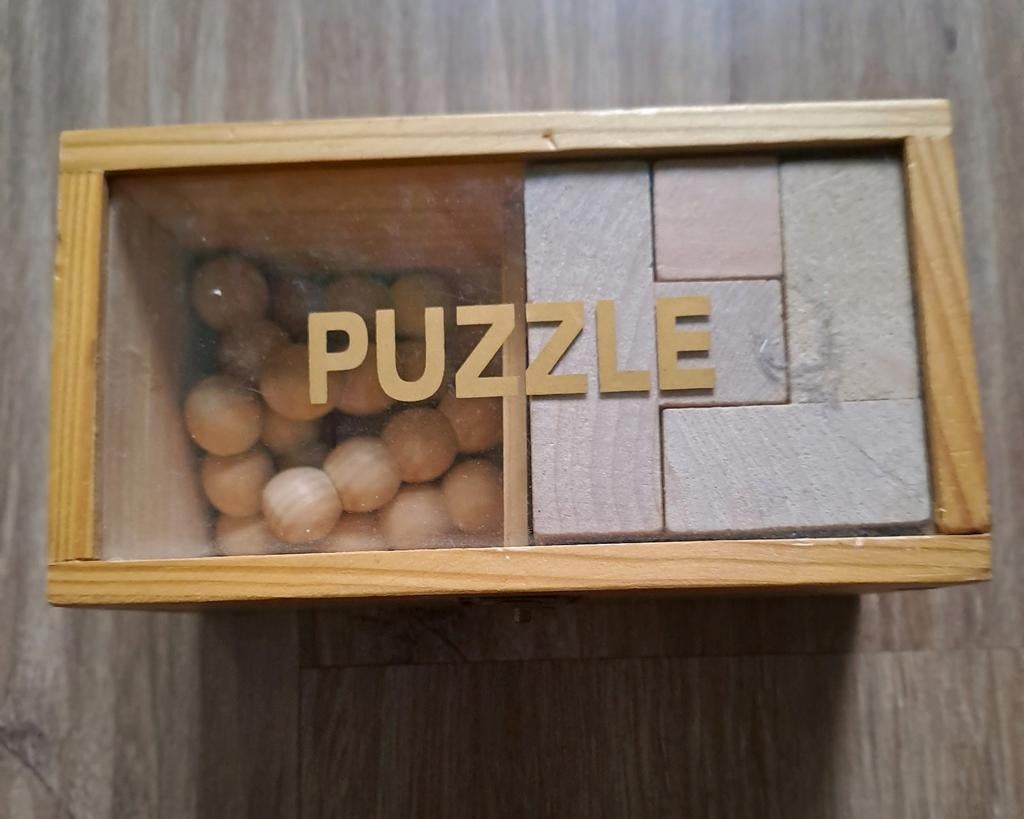 Houten Puzzel Box met 3D-puzzel en ballenpuzzel, Ophalen of Verzenden, Minder dan 500 stukjes, Gebruikt, Rubik's of 3D-puzzel