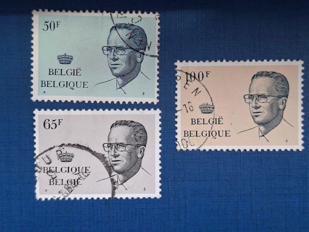 Postzegel Belgie 1981 3 zegels Koning Boudewijn 03-06, Ophalen of Verzenden, Gestempeld, Frankeerzegel