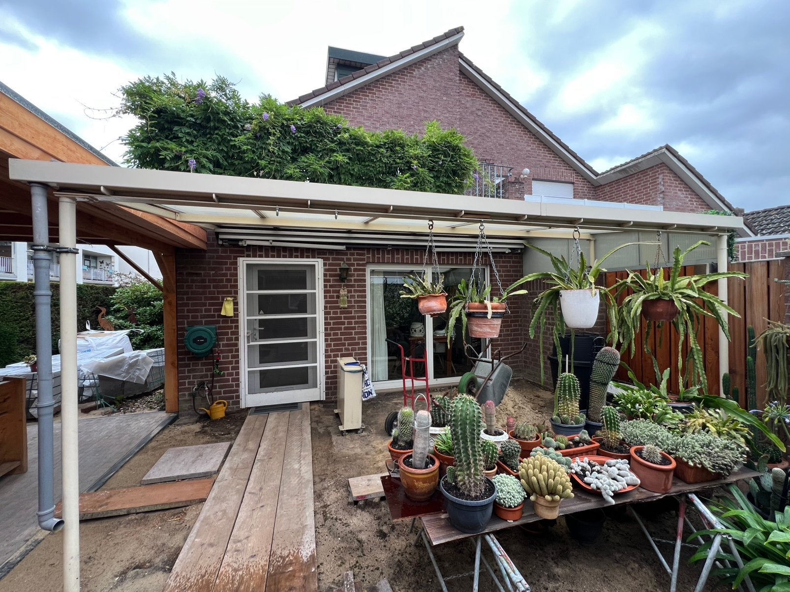 Stevige overkapping 5x3m - ijzer + aluminium + polycarbonaat, Tuin en Terras, Overkappingen, Ophalen, Gebruikt, Overige typen