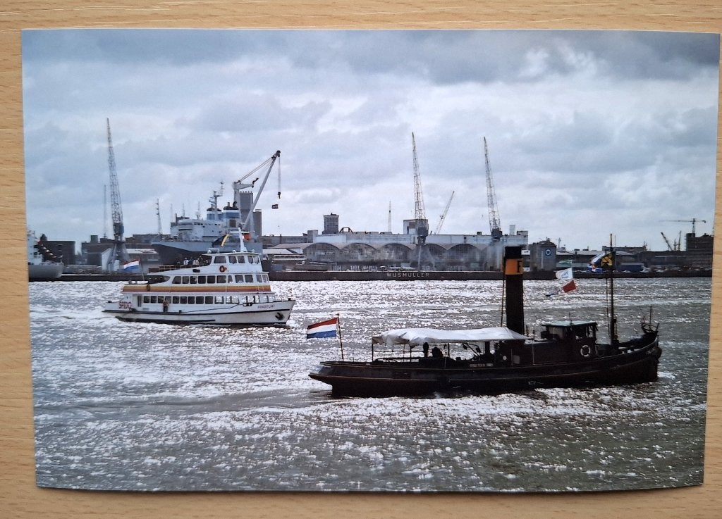 Foto van Spido Rotterdam en stoomsleepboot - 1992, Verzenden, Nieuw, Motorboot, Kaart, Foto of Prent