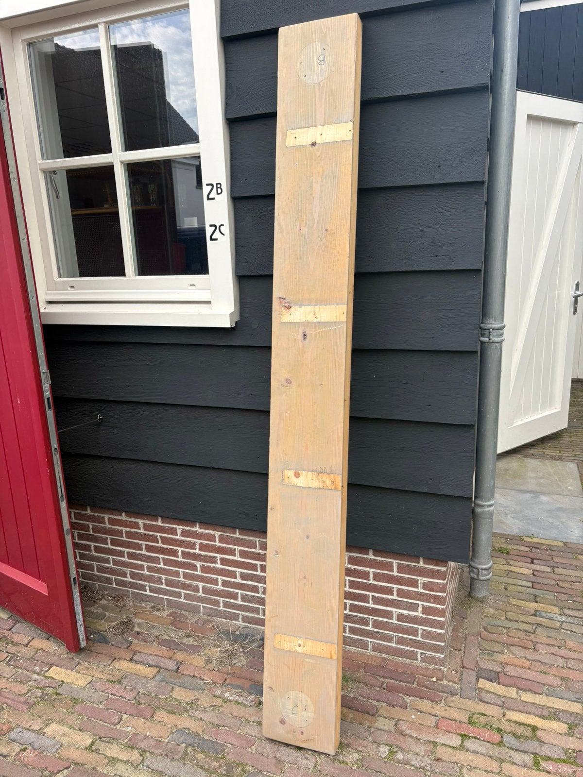 Vier stuks vuren balken, Ophalen, 250 cm of meer, Balken