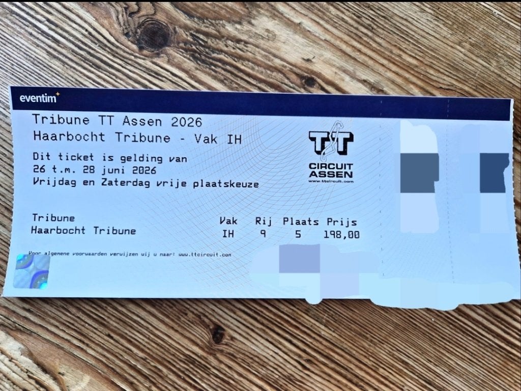 TT assen 2026 ticket Haarbocht 3 dagen, Eén persoon, Juni