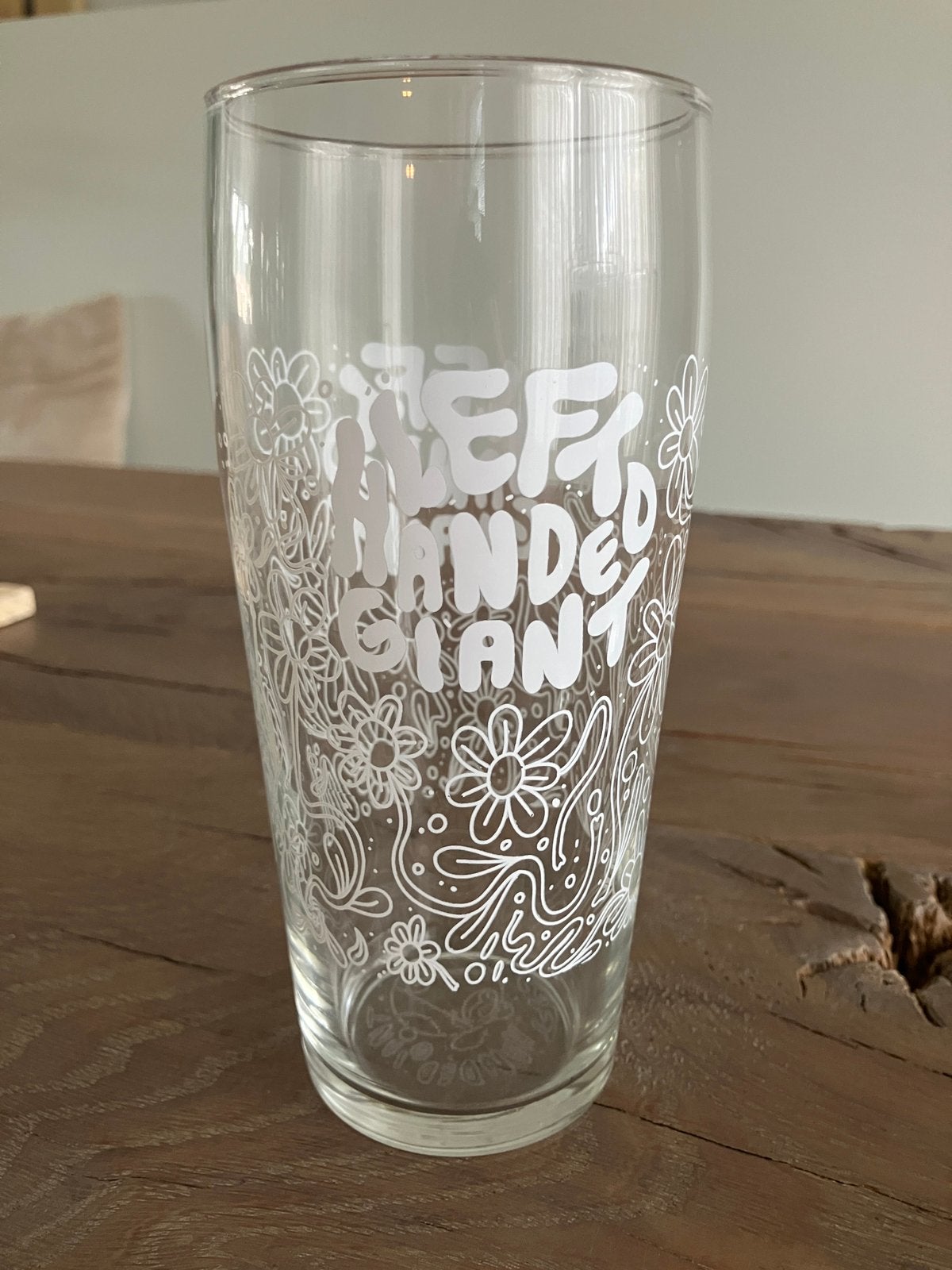 Left Handed Giant bierglas (pint), Ophalen of Verzenden, Zo goed als nieuw, Glas of Glazen, Overige merken