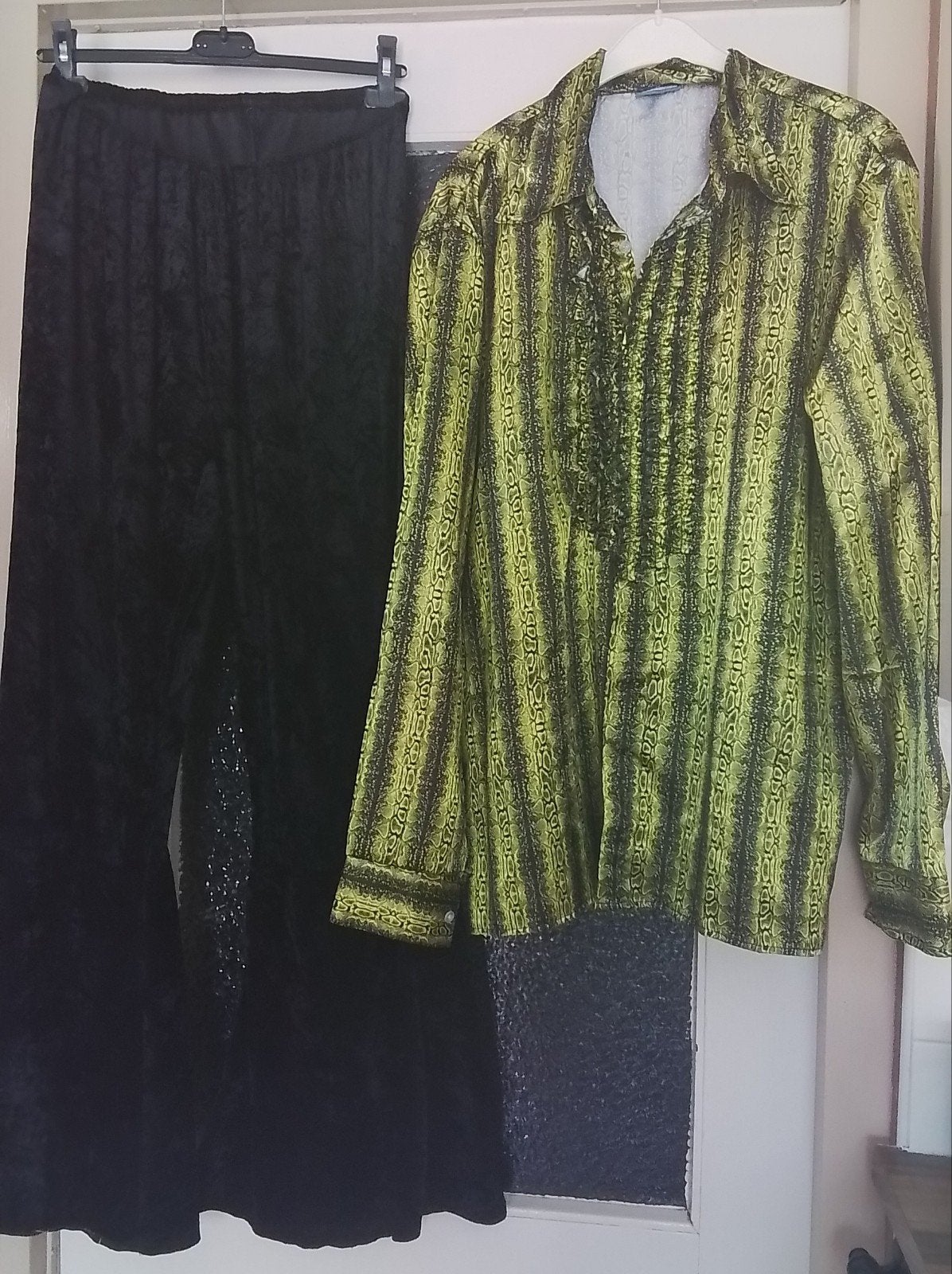 disco roesjesblouse en seventies broek xl, Ophalen of Verzenden, Zo goed als nieuw, Maat 56/58 (XL), Kleding