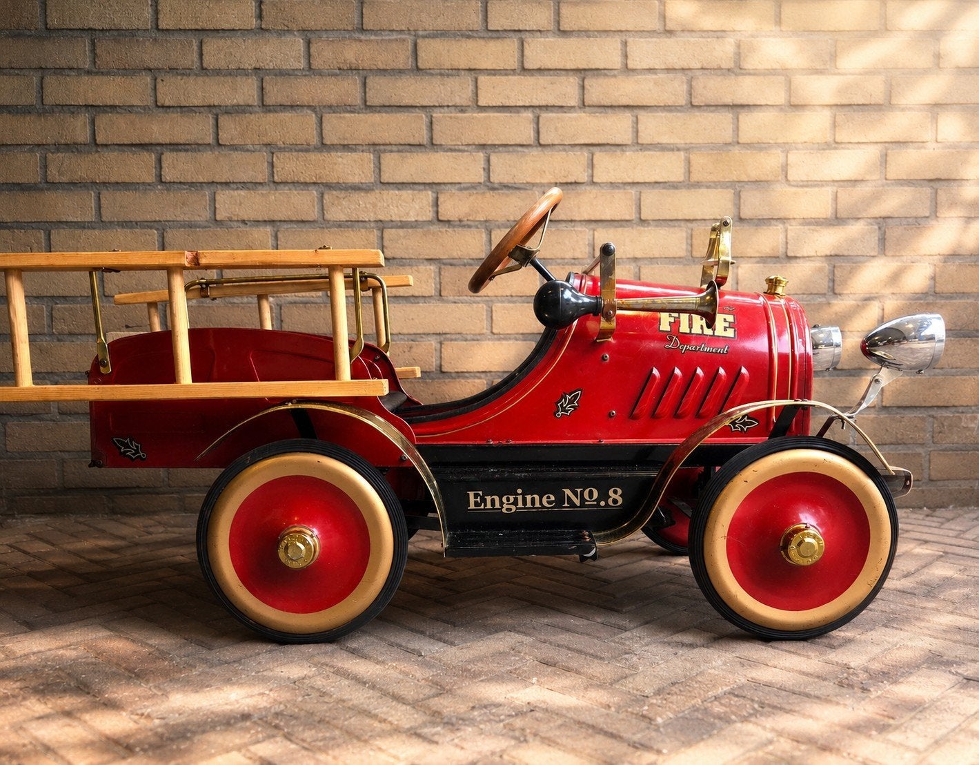Vintage Antieke Brandweer Trapauto - Uniek Verzamelobject **, Ophalen, Gebruikt