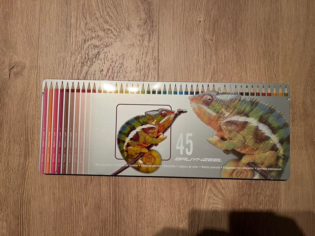Bruynzeel 45 kleurpotloden in blik, coulour pencils, kleuren, Ophalen of Verzenden, Gebruikt, Potlood of Stift